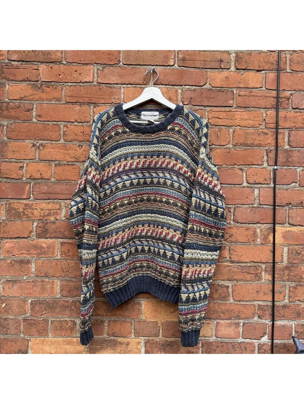 vintage quick reflex knit sweater 90s/00s L